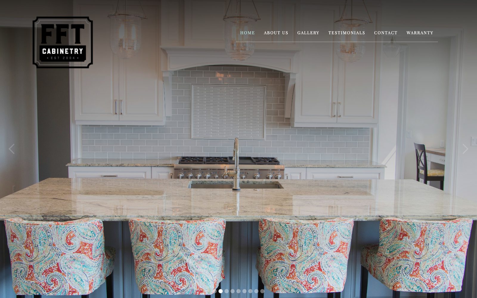 The current fftcabinetry.com homepage