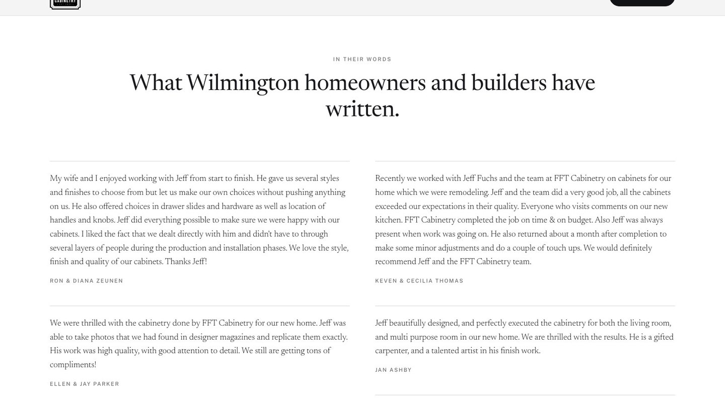 The reviews section of the new homepage