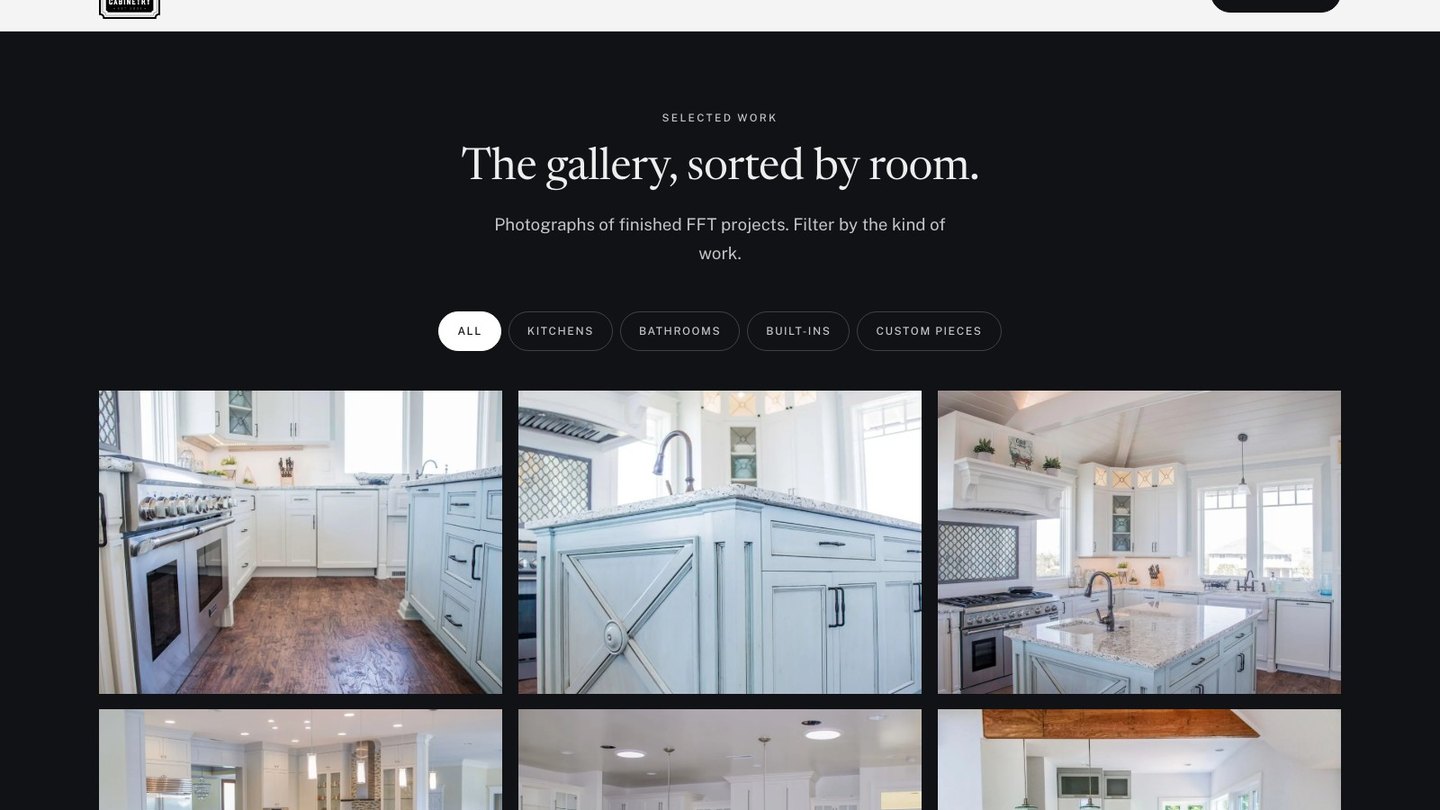The gallery section of the new homepage